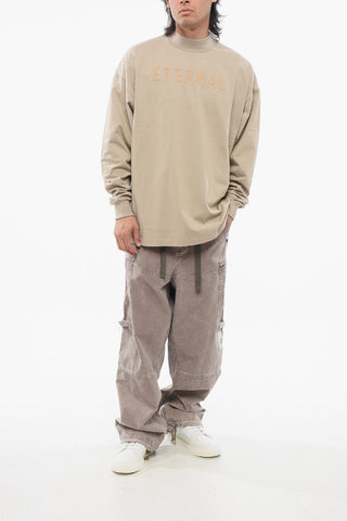 Crew Neck ETERNAL T-Shirt with Cuffs and Flocked Logo