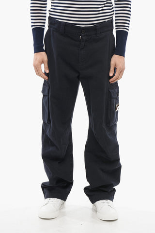 Pantaloni Cargo in Cotone Twill con Passanti