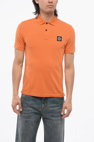 Polo in Cotone Stretch con Logo in Applicazione
