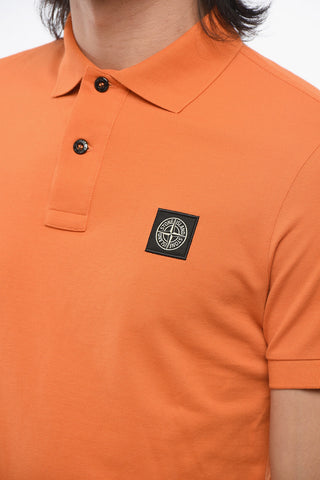 Polo in Cotone Stretch con Logo in Applicazione