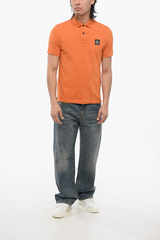 Polo in Cotone Stretch con Logo in Applicazione