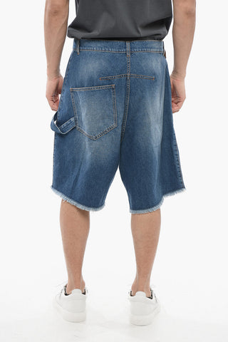 Shorts in Denim con Fondo Sfrangiato