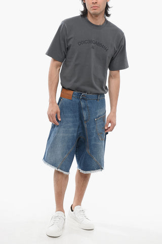 Shorts in Denim con Fondo Sfrangiato