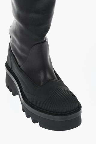 Leather Knee-High Boots With Tank Sole