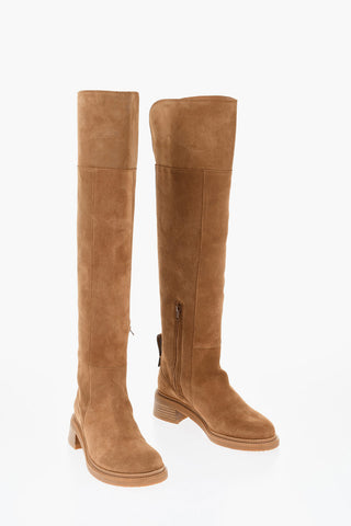 Suede Thigh-High Boots Heel 5 cm