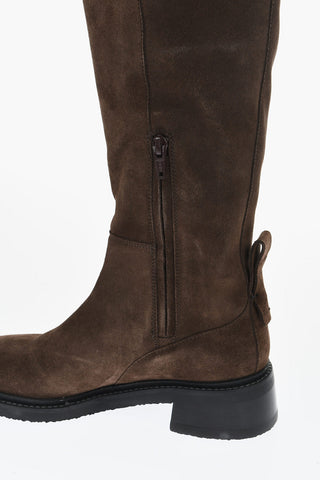 Stivali Alti In Suede Con Frange