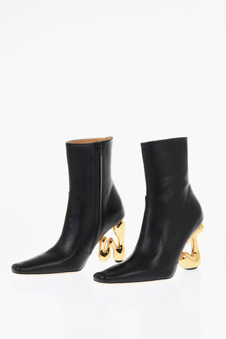 Leather LETTER Booties With Statement Heel 10 cm