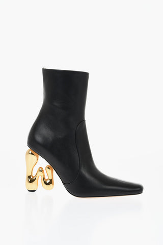 Leather LETTER Booties With Statement Heel 10 cm