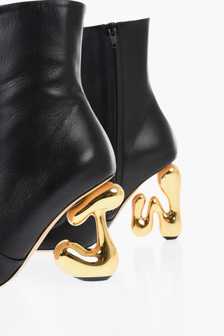 Leather LETTER Booties With Statement Heel 10 cm