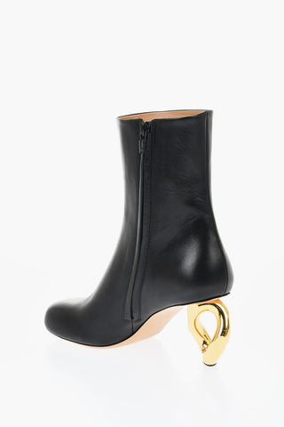 Leather Booties CHAIN With Statement Heel 8 cm