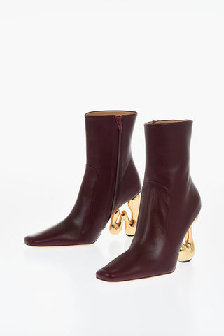 Leather LETTER Booties With Statement Heel 10 cm