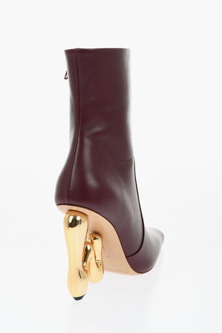 Leather LETTER Booties With Statement Heel 10 cm