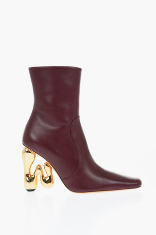 Leather LETTER Booties With Statement Heel 10 cm