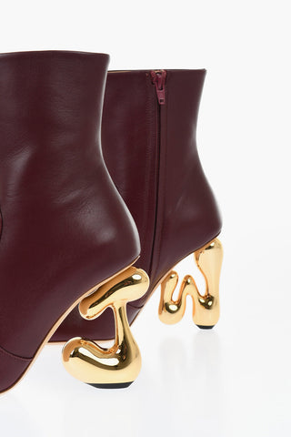 Leather LETTER Booties With Statement Heel 10 cm