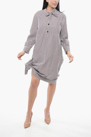 Striped Shirt Dress With Knot Detail