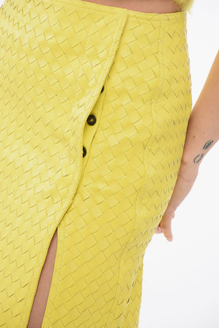 Woven Leather Skirt with Side Closure