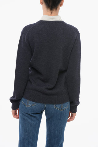 Double-layered Pullover with Polo Detail