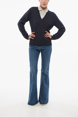 Double-layered Pullover with Polo Detail