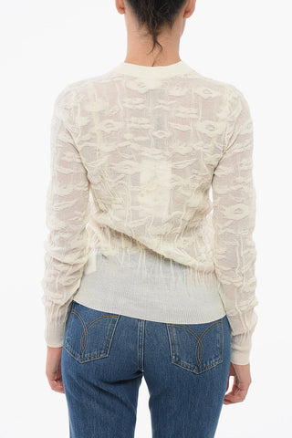 Jacquard Cotton Sweater with Buttoned Neck