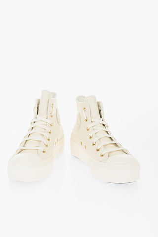 ALL STAR CHUCK TAYLOR Hammered Leather High-Top Sneakers LIFT with 4cm Platform Sole