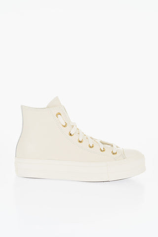 ALL STAR CHUCK TAYLOR Hammered Leather High-Top Sneakers LIFT with 4cm Platform Sole