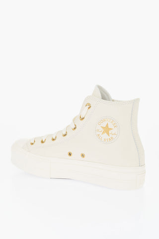 ALL STAR CHUCK TAYLOR Hammered Leather High-Top Sneakers LIFT with 4cm Platform Sole