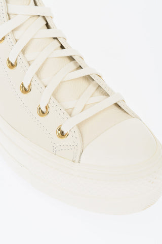 ALL STAR CHUCK TAYLOR Hammered Leather High-Top Sneakers LIFT with 4cm Platform Sole
