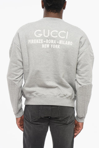 Crew Neck Brushed Cotton Sweatshirt with Quilted Details
