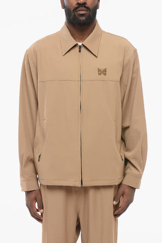 Solid Color Lightweight Jacket with Butterfly Embroidery