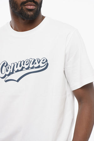 Crewneck T-Shirt in Solid Color with Contrast Logo