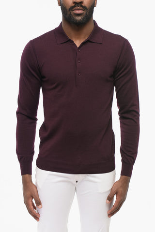 CC COLLECTION Solid Color Wool Sweater with Polo Neck