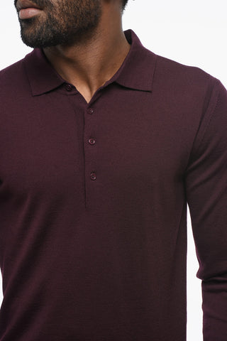 CC COLLECTION Solid Color Wool Sweater with Polo Neck