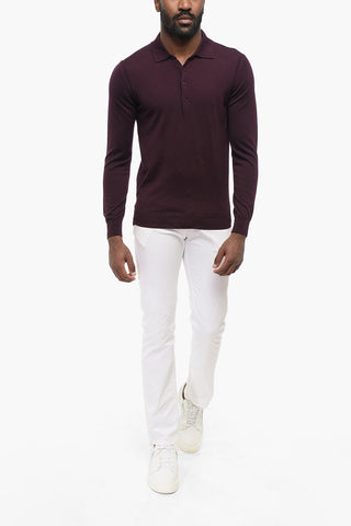 CC COLLECTION Solid Color Wool Sweater with Polo Neck