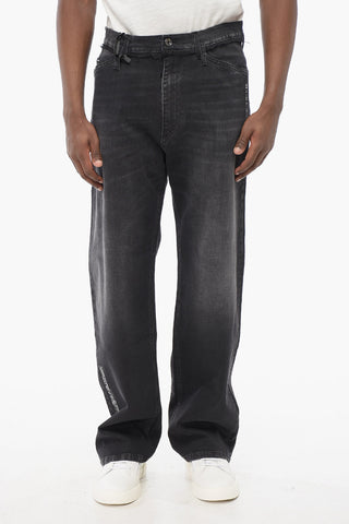 Stone Washed Denims with Raw-cut Details 25cm