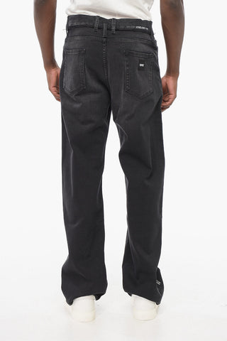 Stone Washed Denims with Raw-cut Details 25cm