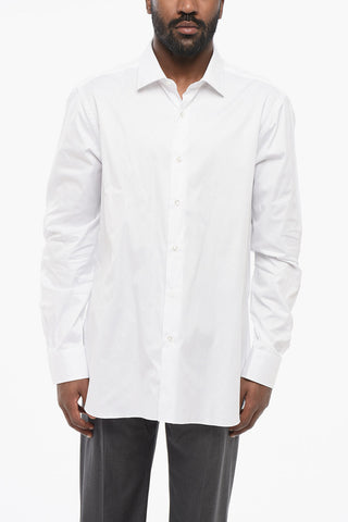 Poplin Cotton Shirt with Spread Collar 