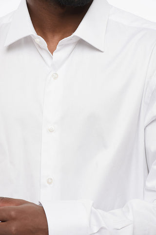 Poplin Cotton Shirt with Spread Collar 