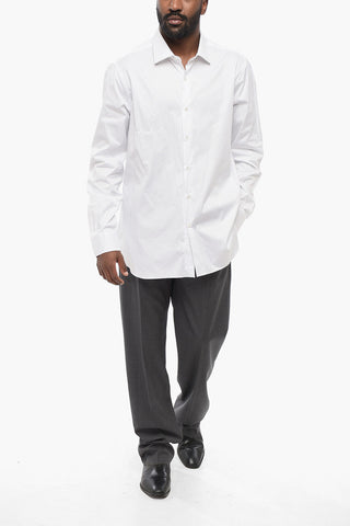 Poplin Cotton Shirt with Spread Collar 