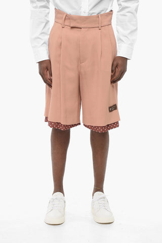 Double-pleated Twill Viscose Shorts with Polka Dot Detail