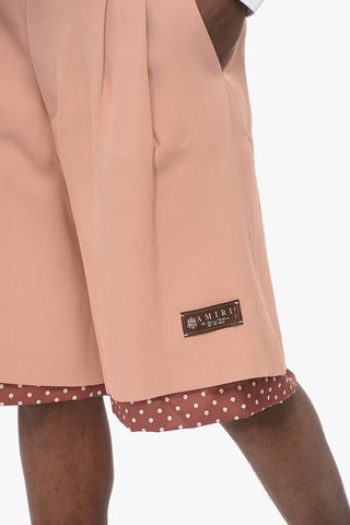Shorts a 2 Pinces in Viscosa Twill con Dettaglio a Pois