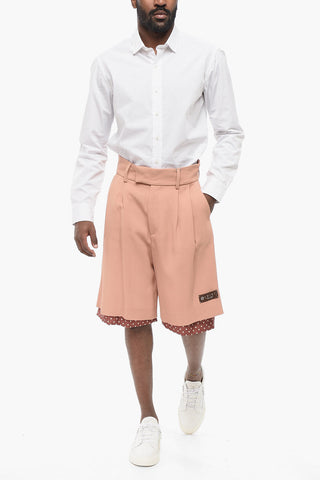Double-pleated Twill Viscose Shorts with Polka Dot Detail