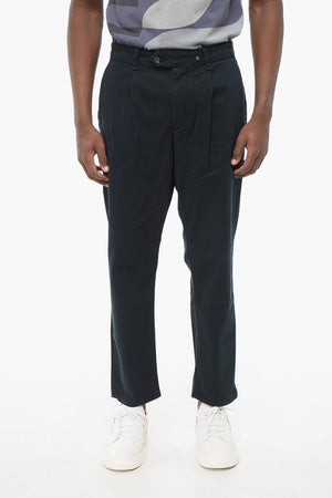 Stretch-Cotton Chino Trousers with Single Pleat