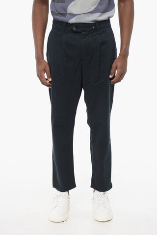 Pantaloni Chino ad 1 Pince in Cotone Stretch