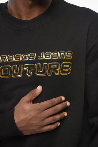 JEANS COUTURE Felpa Girocollo con Logo Lamè in Rilievo