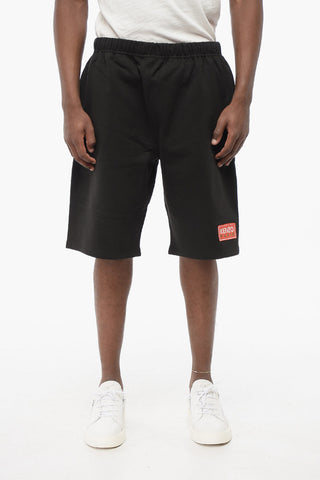 Shorts in Cotone Garzato con Logo in Applicazione
