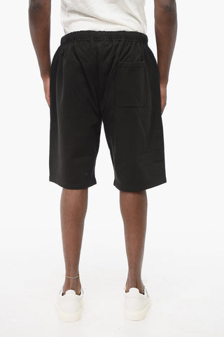Shorts in Cotone Garzato con Logo in Applicazione