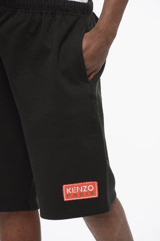 Shorts in Cotone Garzato con Logo in Applicazione