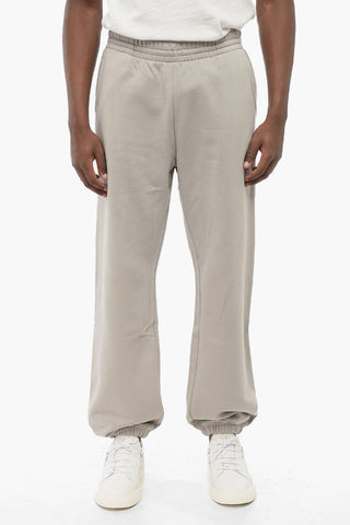 Solid brushed cotton joggers with embossed logo