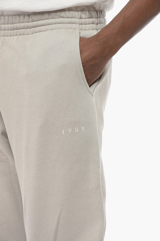 Solid brushed cotton joggers with embossed logo