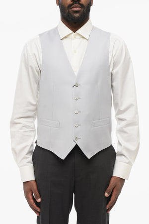 Virgin Wool Vest with Welt Pockets